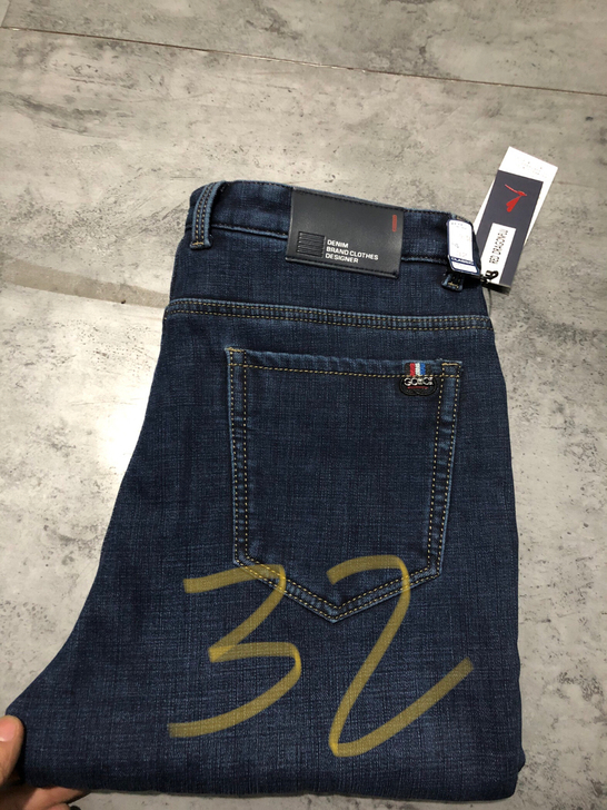 蓝色加绒牛仔裤32码（2尺5）直筒红蜻蜓男...