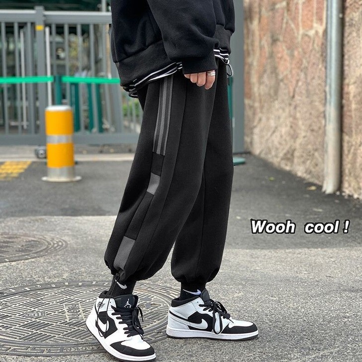 2021秋季新款ins高街复古束脚九分裤子...