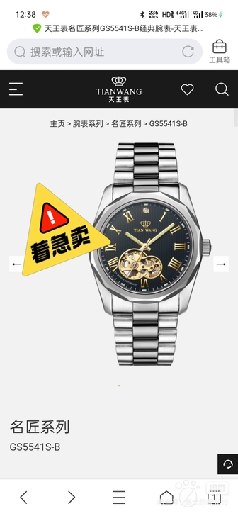 天王GS5541S-B手表