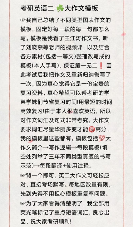 考研 英语二作文模板 大作文+小作文