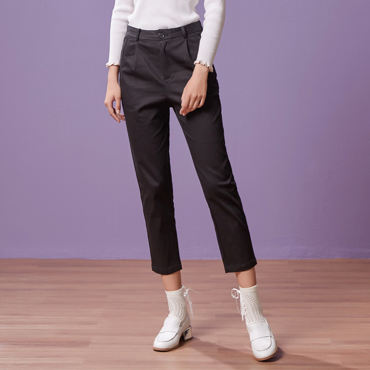 美特斯邦威休闲裤女秋装新款中腰文艺百搭宽松...