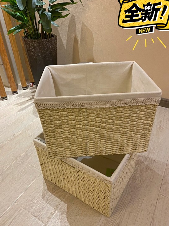 （特价）编织收纳筐大号衣柜桌面家用整理箱零...