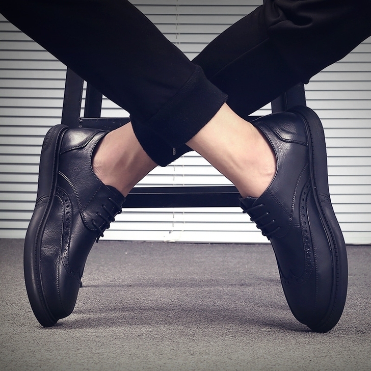 英伦布洛克鞋子韩版百搭透气潮流休闲青年学生...