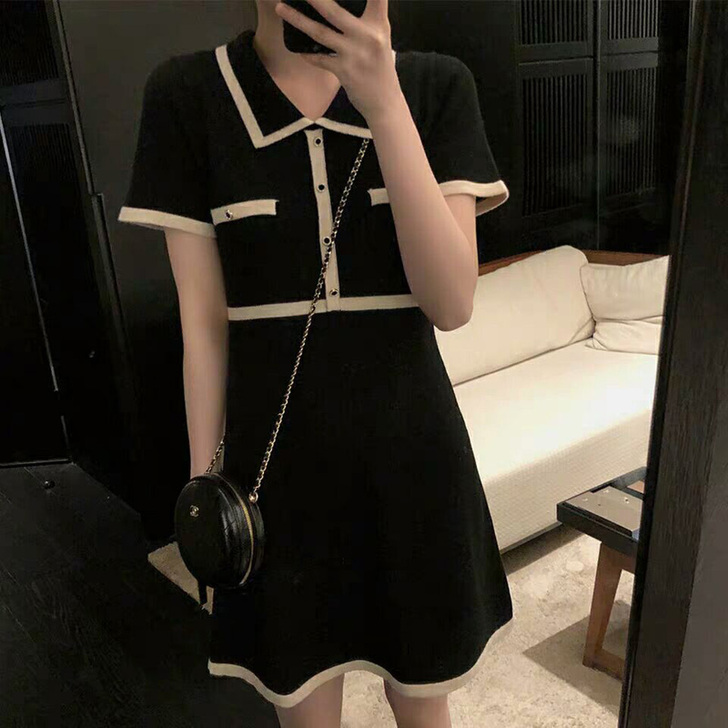 小个子智熏法式小香风复古御姐风气质连衣裙子...