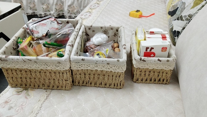 【清仓三件套】藤编桌面收纳盒编织零食化妆品...