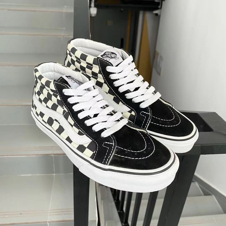 全新保真vans黑白棋盘格Mid 清仓