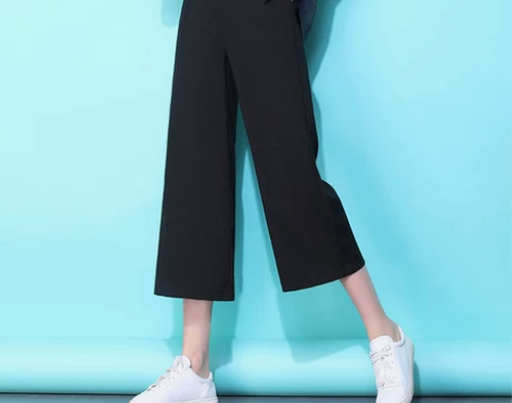 ?2019夏春秋新款八分阔腿裤女高腰九分裤...