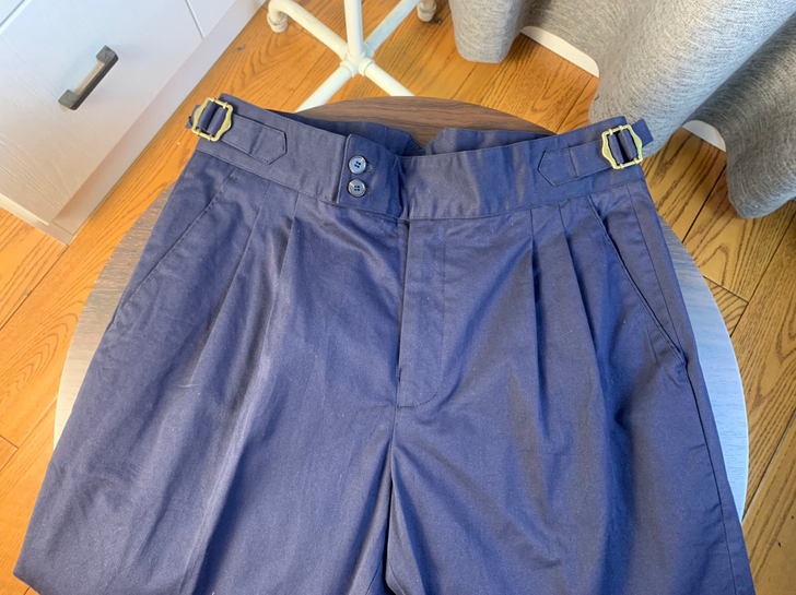 XL 精品 高腰巴黎扣海军蓝休闲裤  性价...