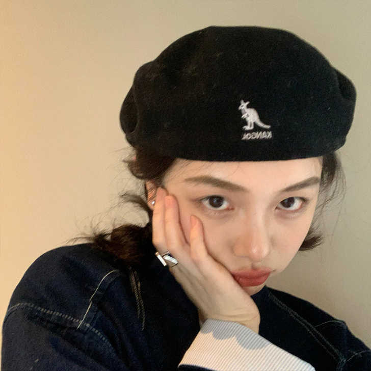 kangol帽子袋鼠贝雷帽女504网格眼正...