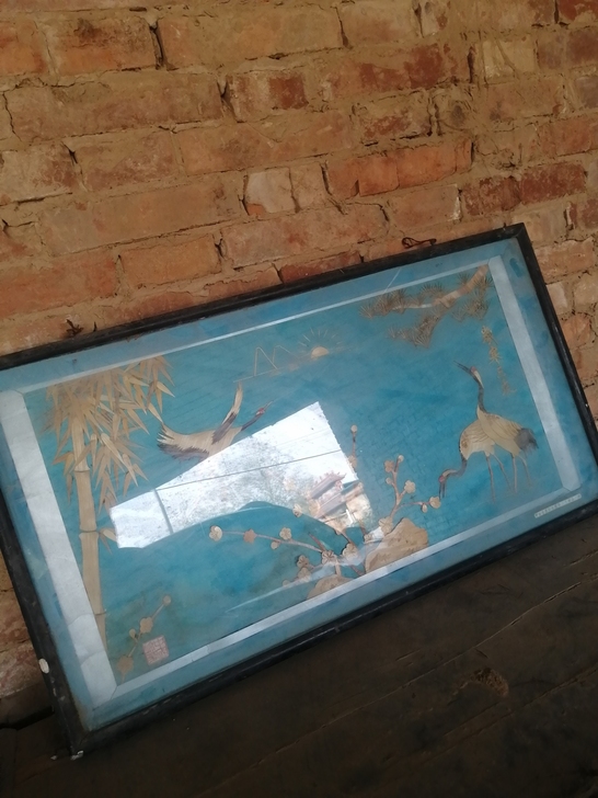 麦秆画，挂画，工艺画，不知道多久了，收拾老...