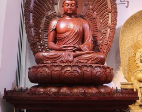 红木红花梨释迦牟尼佛药师佛阿弥陀佛三宝佛木...