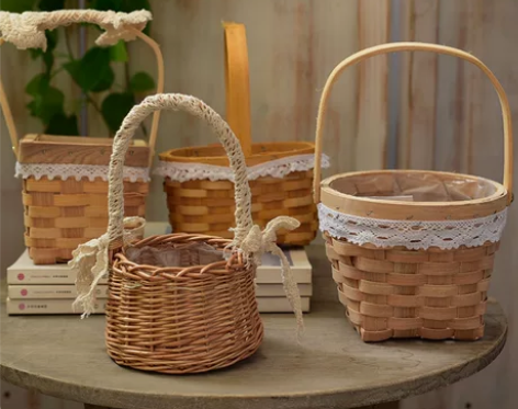 花篮篮子藤编编织花盆手提插花竹编小装饰花筐...