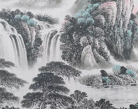 刺绣60x160㎝，山水画 感兴趣的话点“...