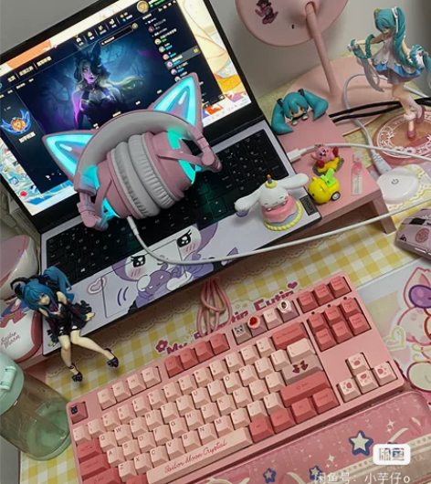 妖舞3s猫耳耳机粉色蓝牙耳机 只有耳机包数...