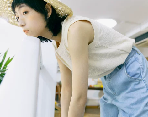 ?鹿与飞鸟日系百搭夏季透气肌理针织面料宽松...