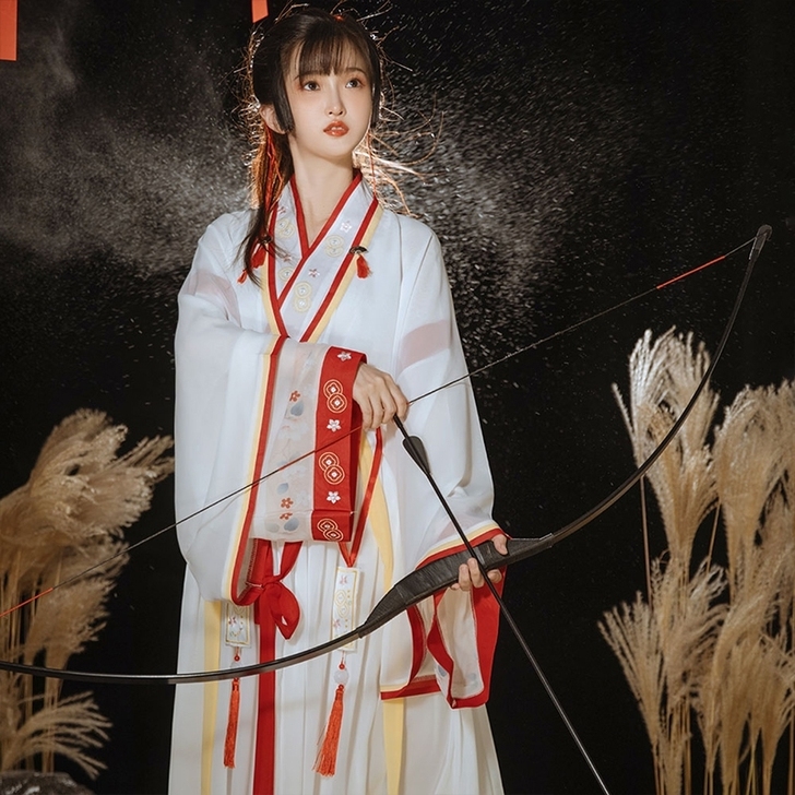 九曲阑珊原创灼华晋制汉服女直领交窬裙夏季改...