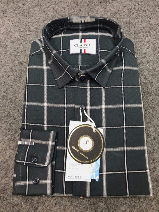 清仓处理厚料格子易打理抗皱男士长袖休闲衬衫