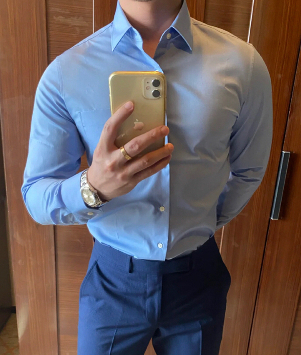 男士商务衬衫经典蓝色