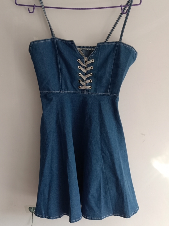 包邮牛仔背带裙系带吊带裙软牛仔连衣裙