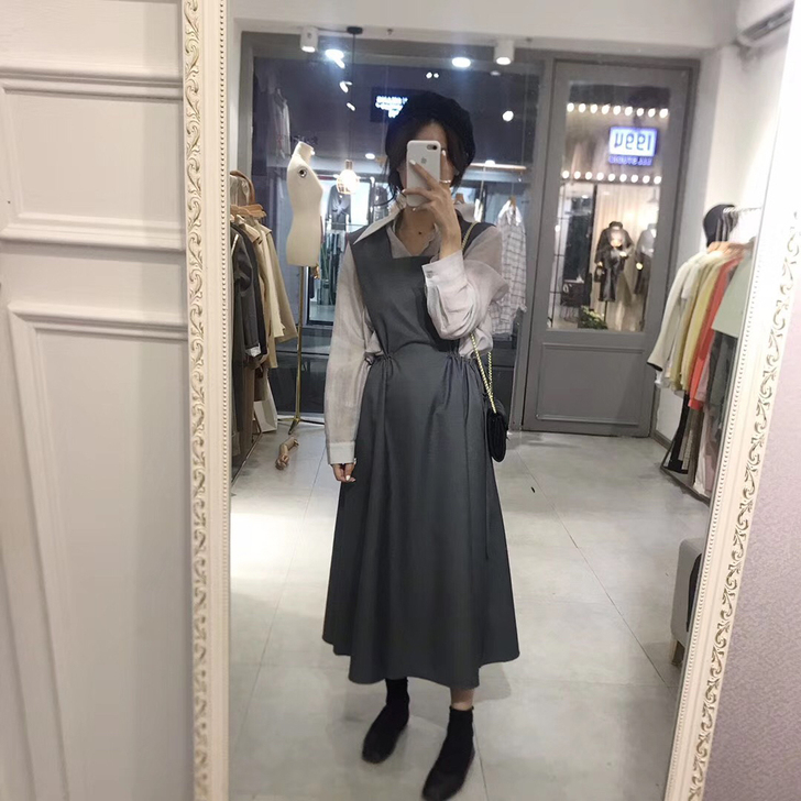 减龄韩范IN秋季新品洋气甜美方领抽绳收腰百...