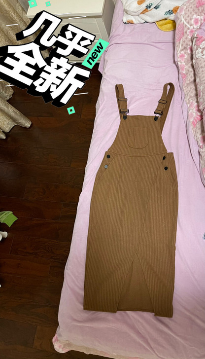咖啡色背带裙 没穿过几次 S码