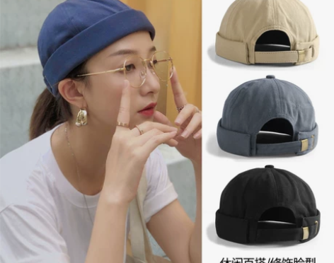 帽子女秋冬韩版无檐瓜皮帽街头嘻哈潮人雅痞帽...
