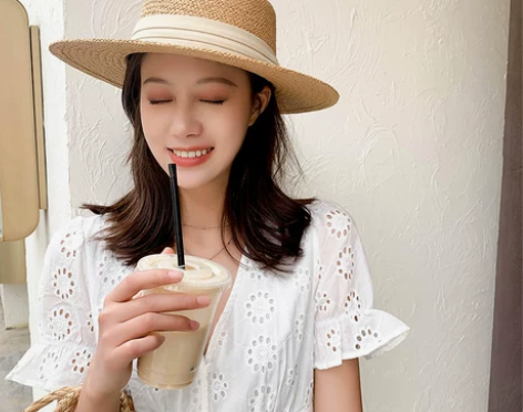 ins网红草帽女夏天复古英伦平顶礼帽韩版小...