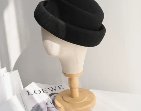 秋冬法式原单澳洲羊毛不规则顶贝雷帽复古小礼...