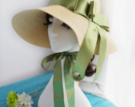 复古宫廷风优雅欧美草帽大檐帽遮阳防晒系带v...