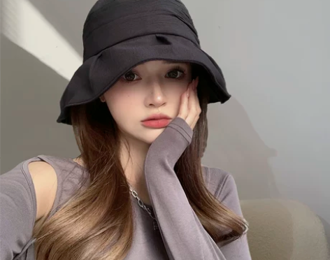 【乐活价】渔夫帽子女设计感小众褶皱遮阳帽夏...