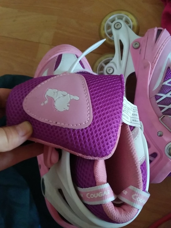 九成新旱冰鞋，可调节大小