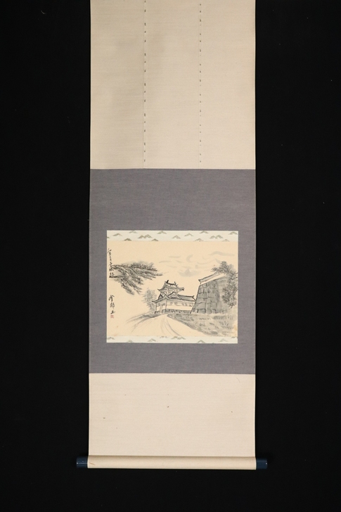 《城楼小景》茶挂 茶道 茶室 禅意 挂轴 ...