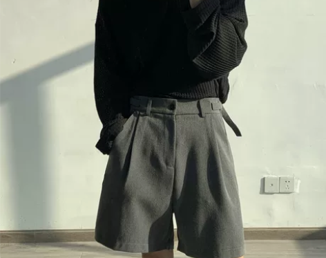 西装短裤男宽松直筒韩版潮流港风潮牌ins夏...