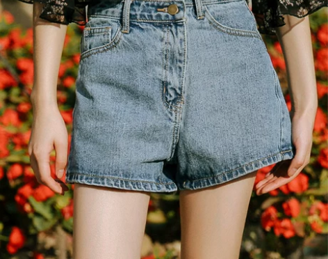 港味chic短裤女夏2018新款复古高腰牛...