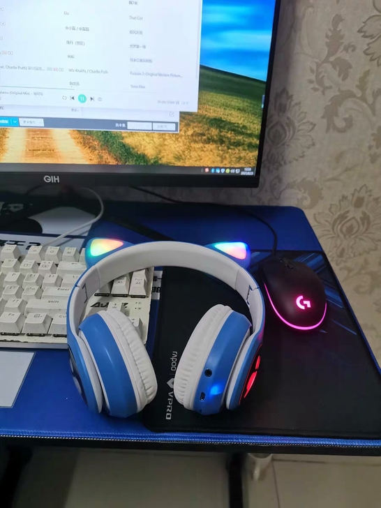 手机电脑猫耳朵头戴耳机，无线  有线耳机