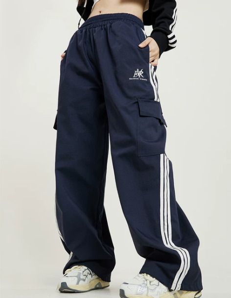 0123Start 美式复古条纹运动裤男女...