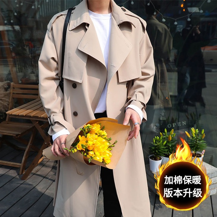 风衣男中长款2021秋冬季韩版潮流帅气英伦...