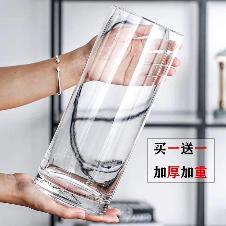 全新特大号透明玻璃花瓶摆件客厅插花干花家居...