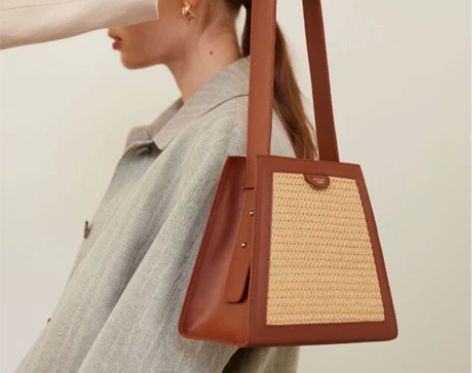 2021新加坡小众潮牌洋气复古梯形编织撞色...