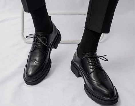 【礼遇价】皮鞋男布洛克英伦风西装透气增高黑...