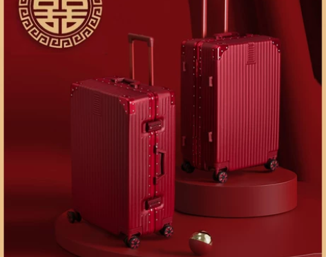 行李箱结婚陪嫁箱红色皮箱子新娘拉杆箱女压婚...