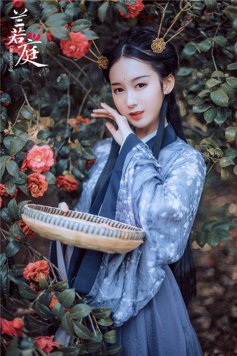 兰若庭汉服 二重衣纯色浅粉色 魏晋风广袖交...