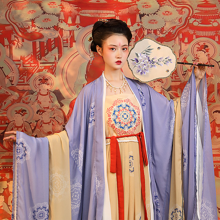 诃子裙唐制原创汉服整套唐风印花中国风柯子裙...