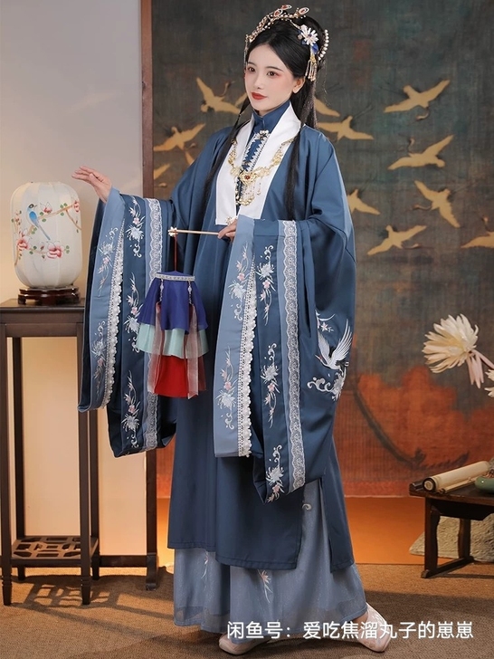 清梳家云鹤辞明制汉服五件套 包括吊带和云肩...