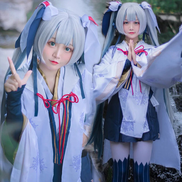2018v家雪初音cos初音未来和服mik...