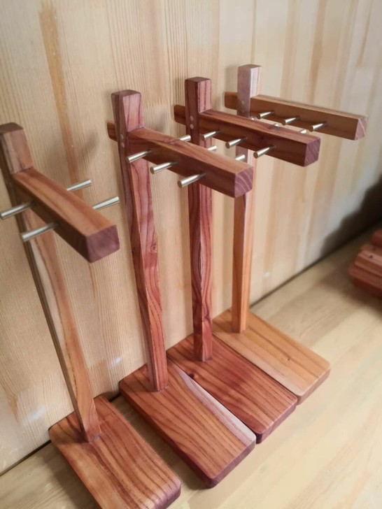 手工实木黄铜笔挂毛笔架文房用品