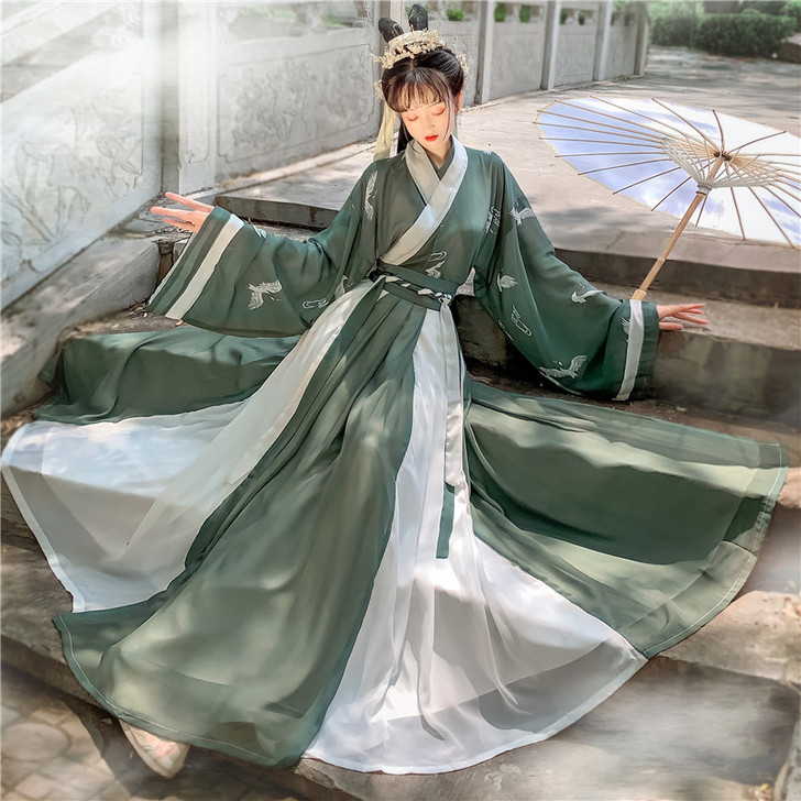 汉旭长安故里汉服女齐腰襦裙晋制交领三件套一...
