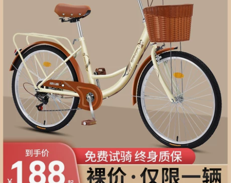 自行车女款通勤轻便实心胎单车大学生成人