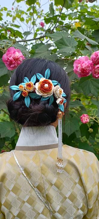 白菜缠花,汉服头饰。