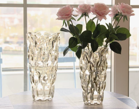 北欧轻奢水晶玻璃花瓶透明客厅酒店插花玫瑰百...